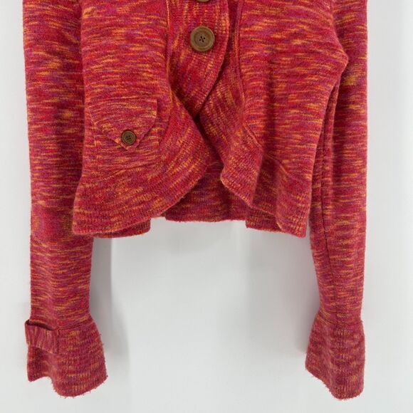 Anthropologie HWA Y2K Cropped Pink Ruffle Cardigan Women S Fairycore Bell Sleeve - Picture 3 of 10